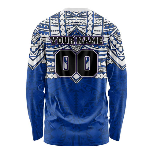 Personalized North Melbourne Kangaroos Long Sleeve Shirt Polynesian Tribal Pattern Heritage Football