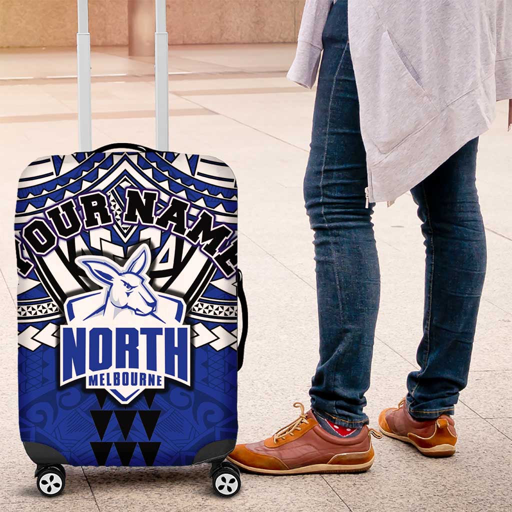Personalized North Melbourne Kangaroos Luggage Cover Polynesian Tribal Pattern Heritage Football