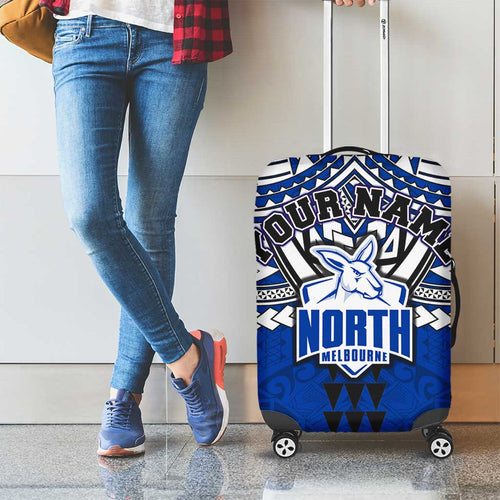Personalized North Melbourne Kangaroos Luggage Cover Polynesian Tribal Pattern Heritage Football