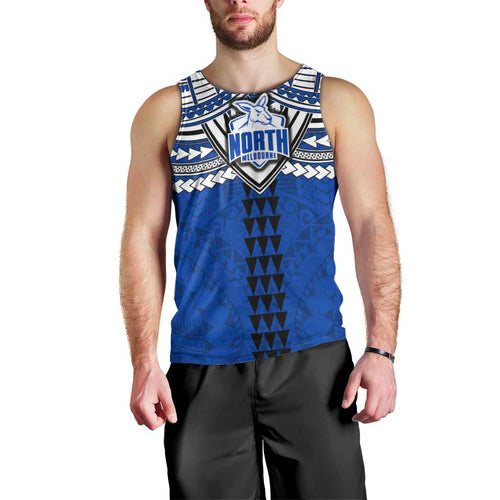 Personalized North Melbourne Kangaroos Men Tank Top Polynesian Tribal Pattern Heritage Football