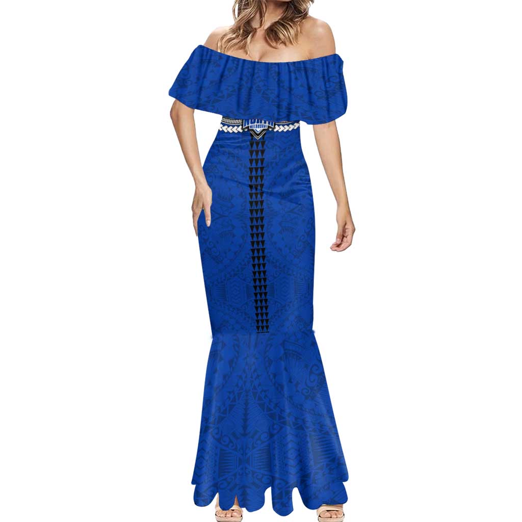 Personalized North Melbourne Kangaroos Mermaid Dress Polynesian Tribal Pattern Heritage Football