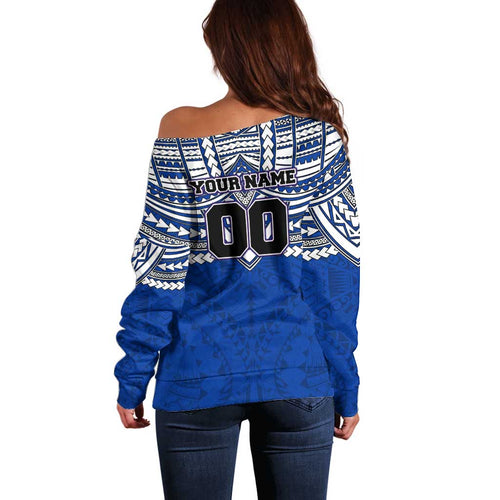 Personalized North Melbourne Kangaroos Off Shoulder Sweater Polynesian Tribal Pattern Heritage Football