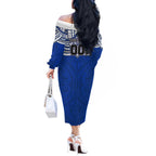 Personalized North Melbourne Kangaroos Off The Shoulder Long Sleeve Dress Polynesian Tribal Pattern Heritage Football