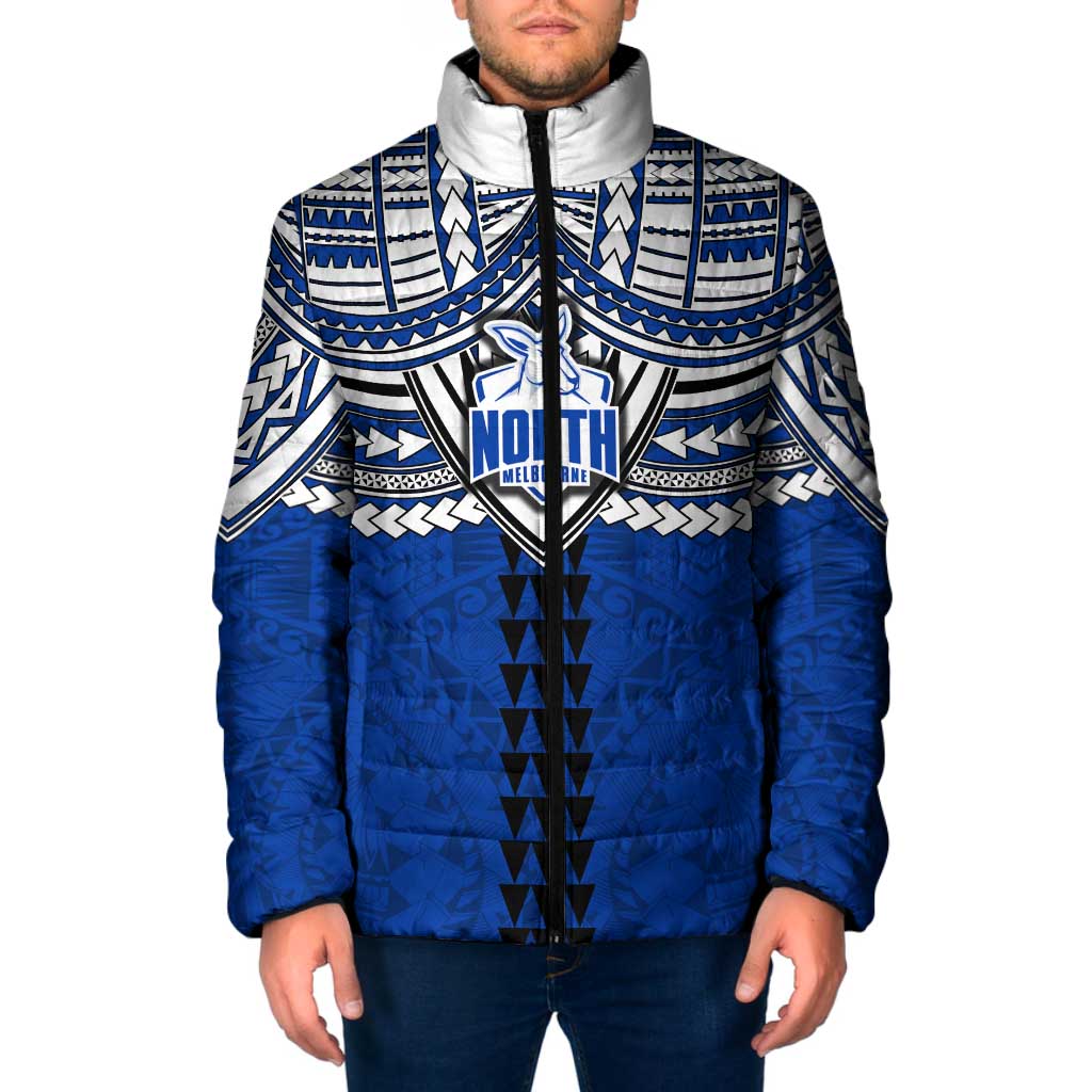 Personalized North Melbourne Kangaroos Padded Jacket Polynesian Tribal Pattern Heritage Football