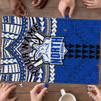 Personalized North Melbourne Kangaroos Puzzle Polynesian Tribal Pattern Heritage Football