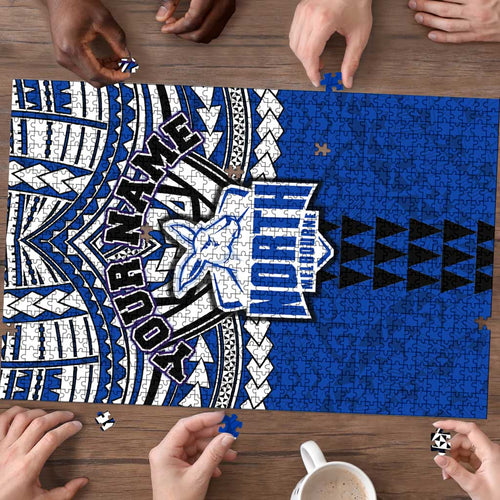 Personalized North Melbourne Kangaroos Puzzle Polynesian Tribal Pattern Heritage Football