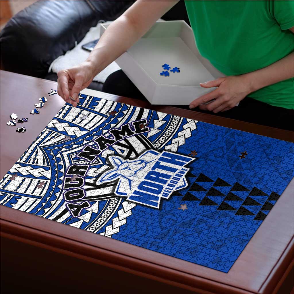 Personalized North Melbourne Kangaroos Puzzle Polynesian Tribal Pattern Heritage Football
