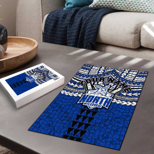 Personalized North Melbourne Kangaroos Puzzle Polynesian Tribal Pattern Heritage Football