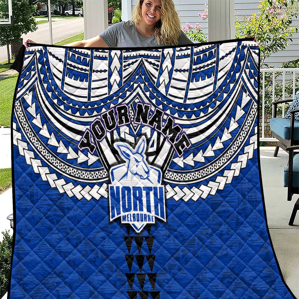 Personalized North Melbourne Kangaroos Quilt Polynesian Tribal Pattern Heritage Football