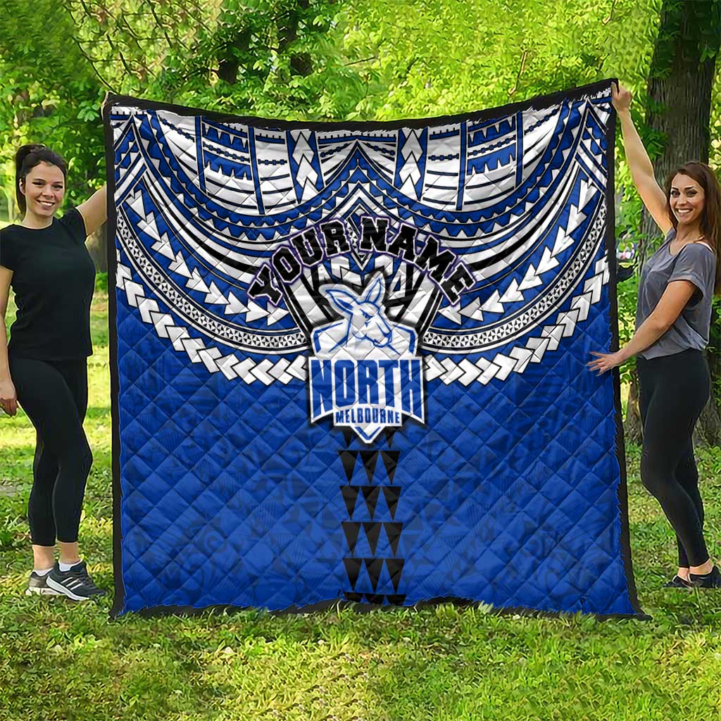 Personalized North Melbourne Kangaroos Quilt Polynesian Tribal Pattern Heritage Football