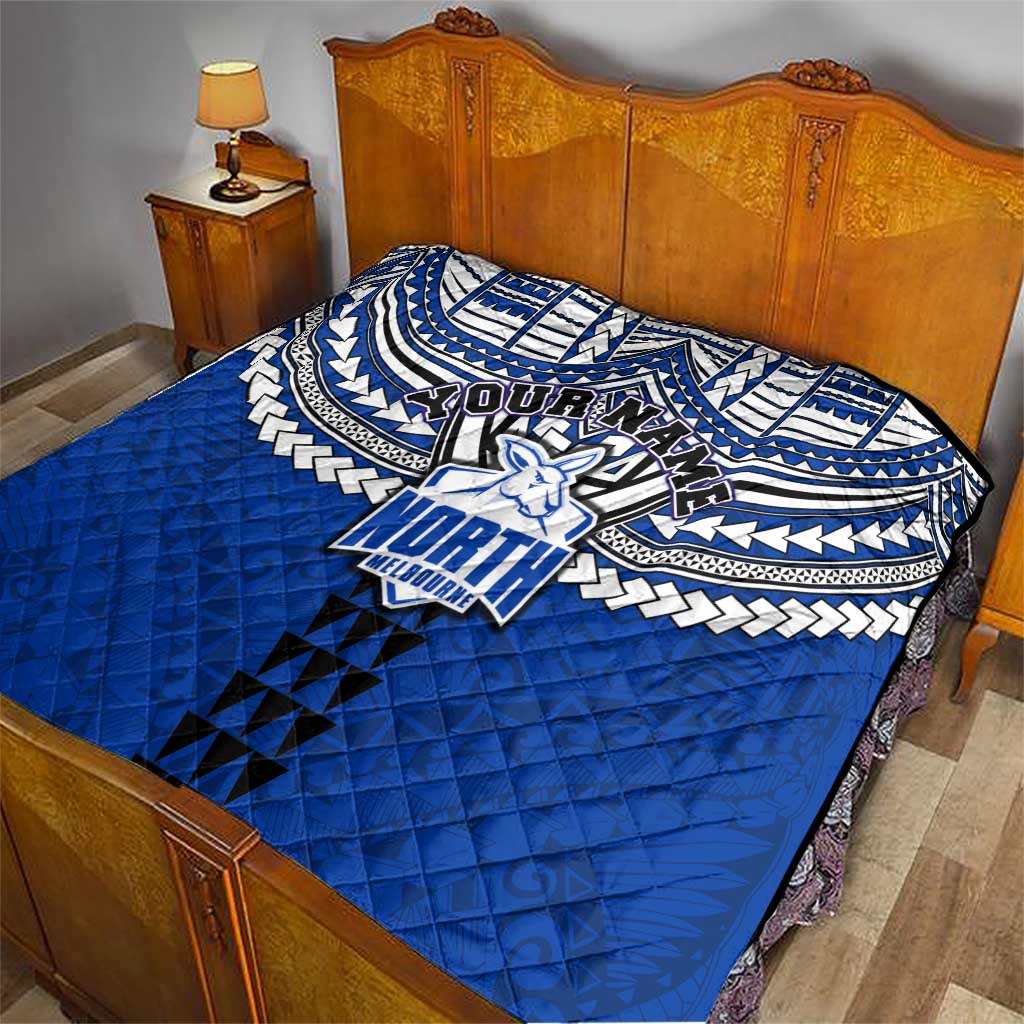 Personalized North Melbourne Kangaroos Quilt Polynesian Tribal Pattern Heritage Football