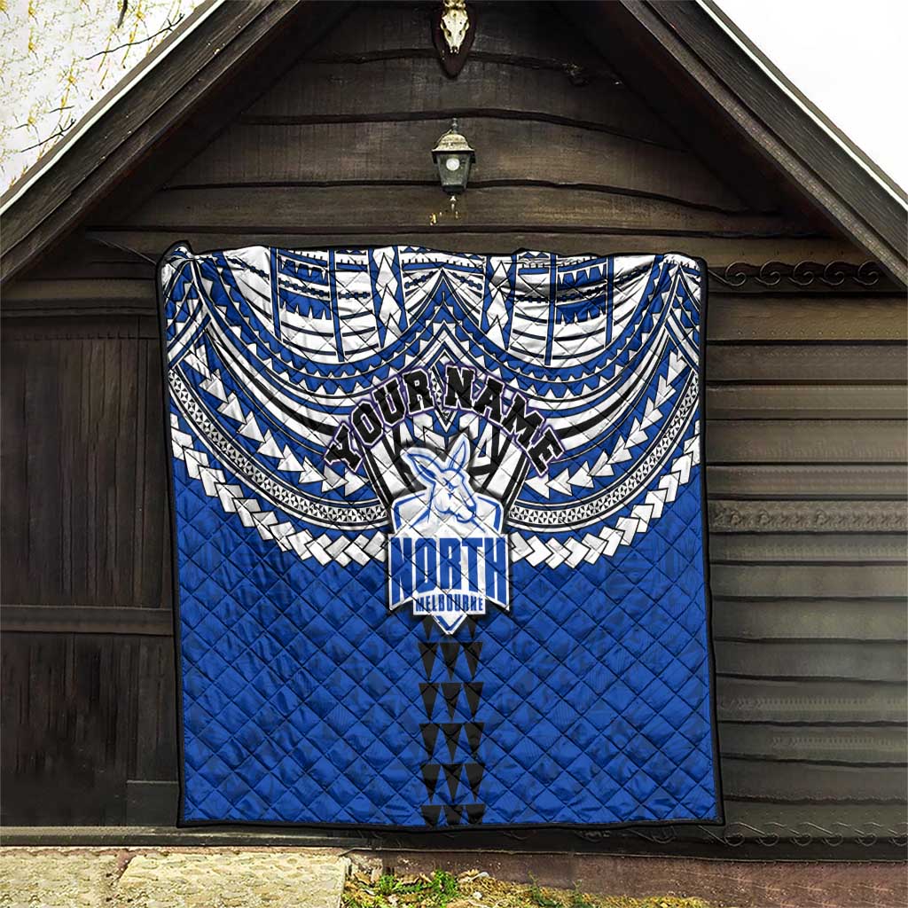 Personalized North Melbourne Kangaroos Quilt Polynesian Tribal Pattern Heritage Football