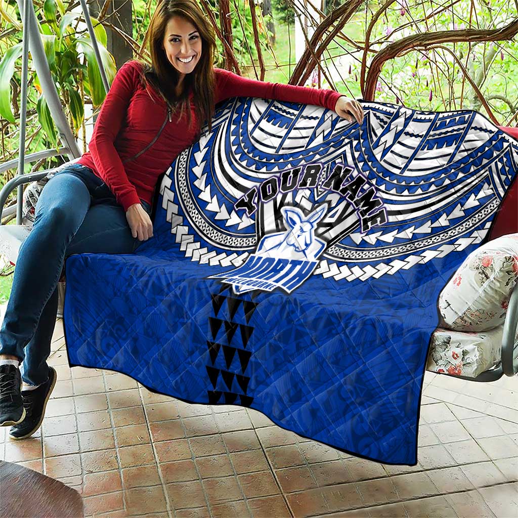 Personalized North Melbourne Kangaroos Quilt Polynesian Tribal Pattern Heritage Football