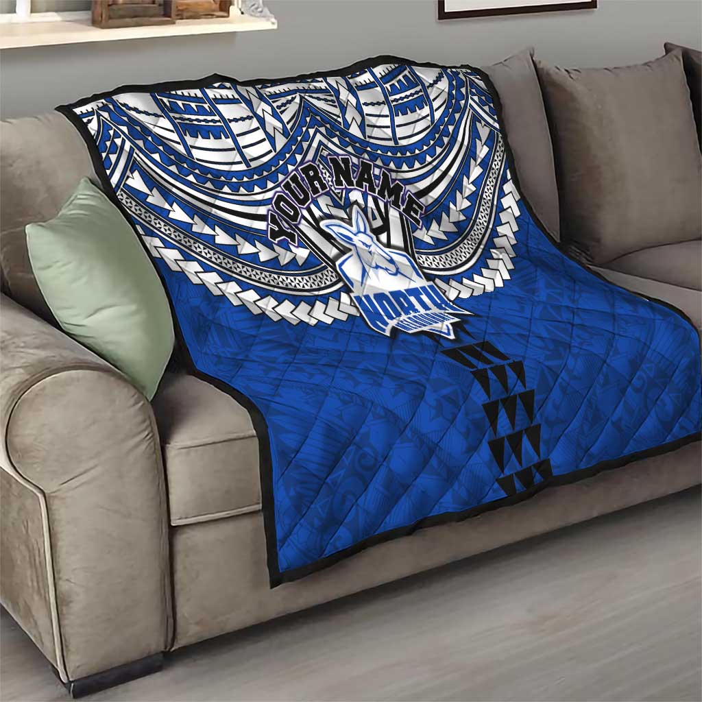 Personalized North Melbourne Kangaroos Quilt Polynesian Tribal Pattern Heritage Football