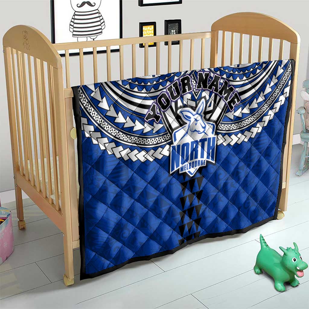 Personalized North Melbourne Kangaroos Quilt Polynesian Tribal Pattern Heritage Football
