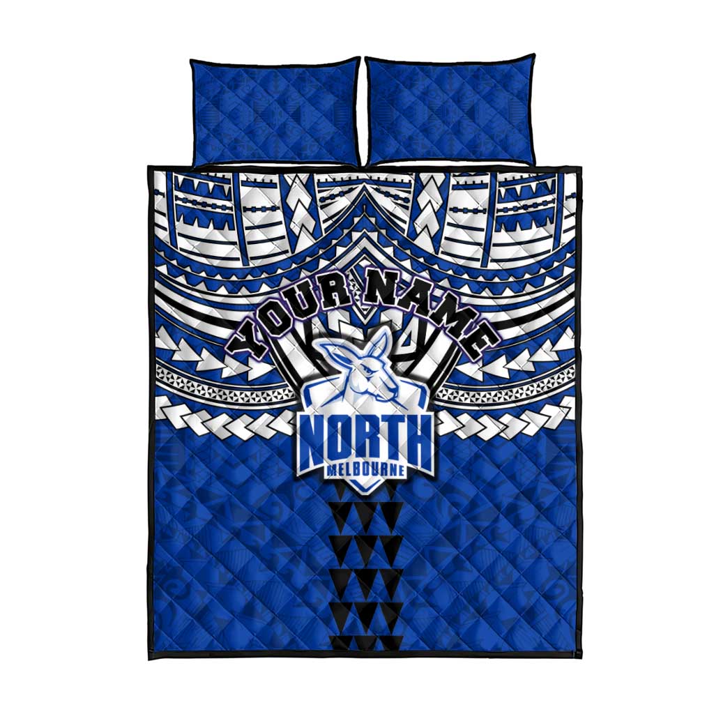 Personalized North Melbourne Kangaroos Quilt Bed Set Polynesian Tribal Pattern Heritage Football