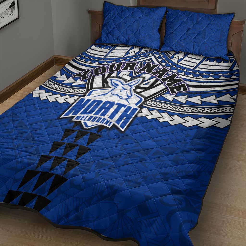 Personalized North Melbourne Kangaroos Quilt Bed Set Polynesian Tribal Pattern Heritage Football