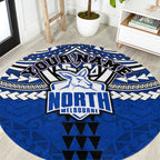 Personalized North Melbourne Kangaroos Round Carpet Polynesian Tribal Pattern Heritage Football