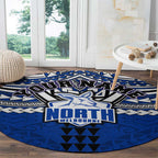 Personalized North Melbourne Kangaroos Round Carpet Polynesian Tribal Pattern Heritage Football