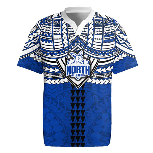 Personalized North Melbourne Kangaroos Rugby Jersey Polynesian Tribal Pattern Heritage Football