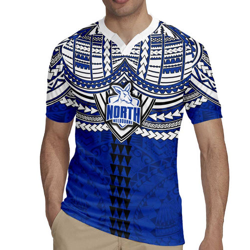 Personalized North Melbourne Kangaroos Rugby Jersey Polynesian Tribal Pattern Heritage Football