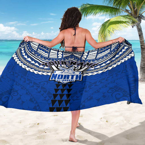 Personalized North Melbourne Kangaroos Sarong Polynesian Tribal Pattern Heritage Football