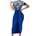 Personalized North Melbourne Kangaroos Short Sleeve Bodycon Dress Polynesian Tribal Pattern Heritage Football