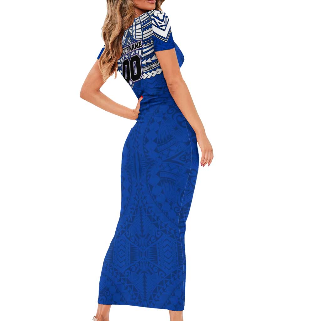 Personalized North Melbourne Kangaroos Short Sleeve Bodycon Dress Polynesian Tribal Pattern Heritage Football