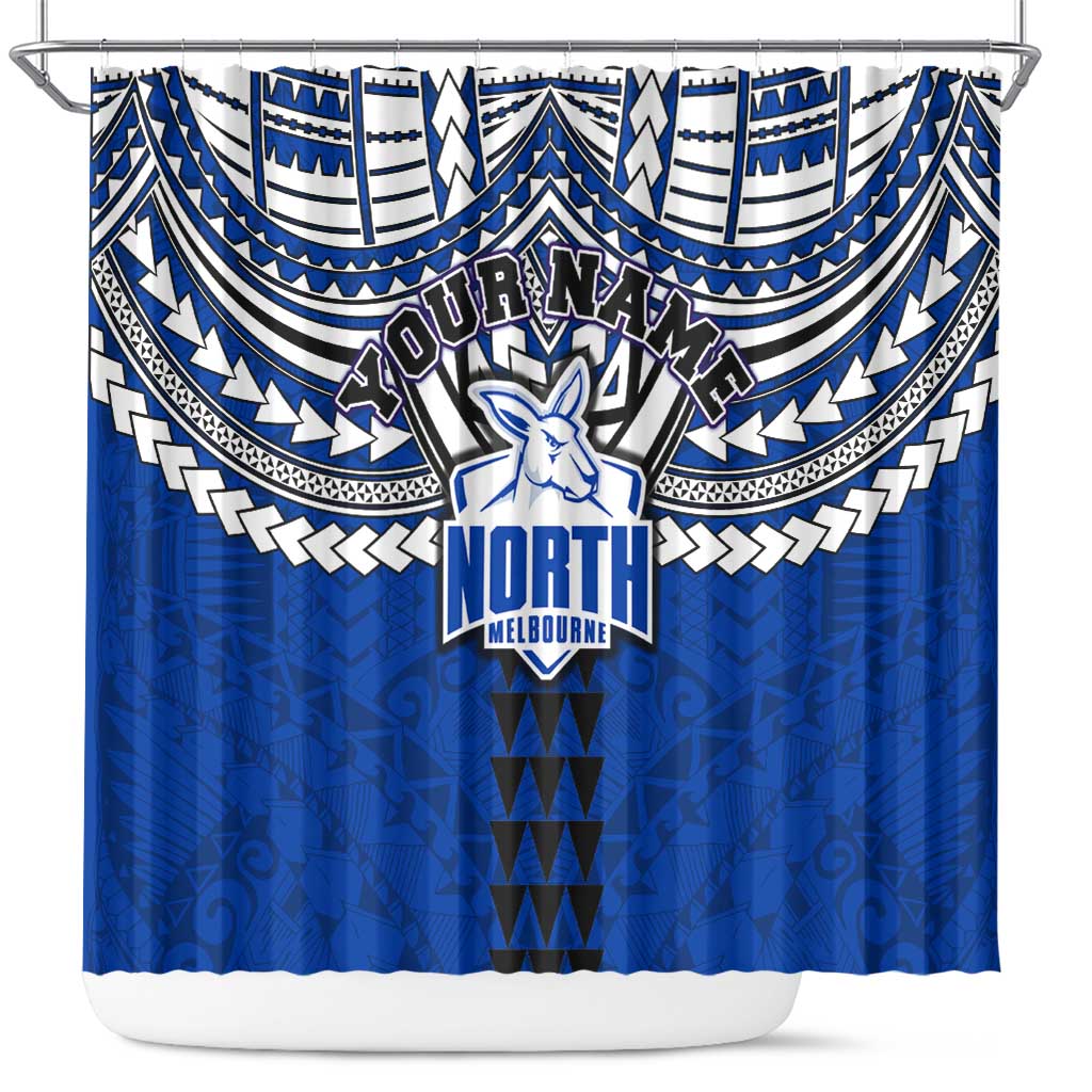 Personalized North Melbourne Kangaroos Shower Curtain Polynesian Tribal Pattern Heritage Football