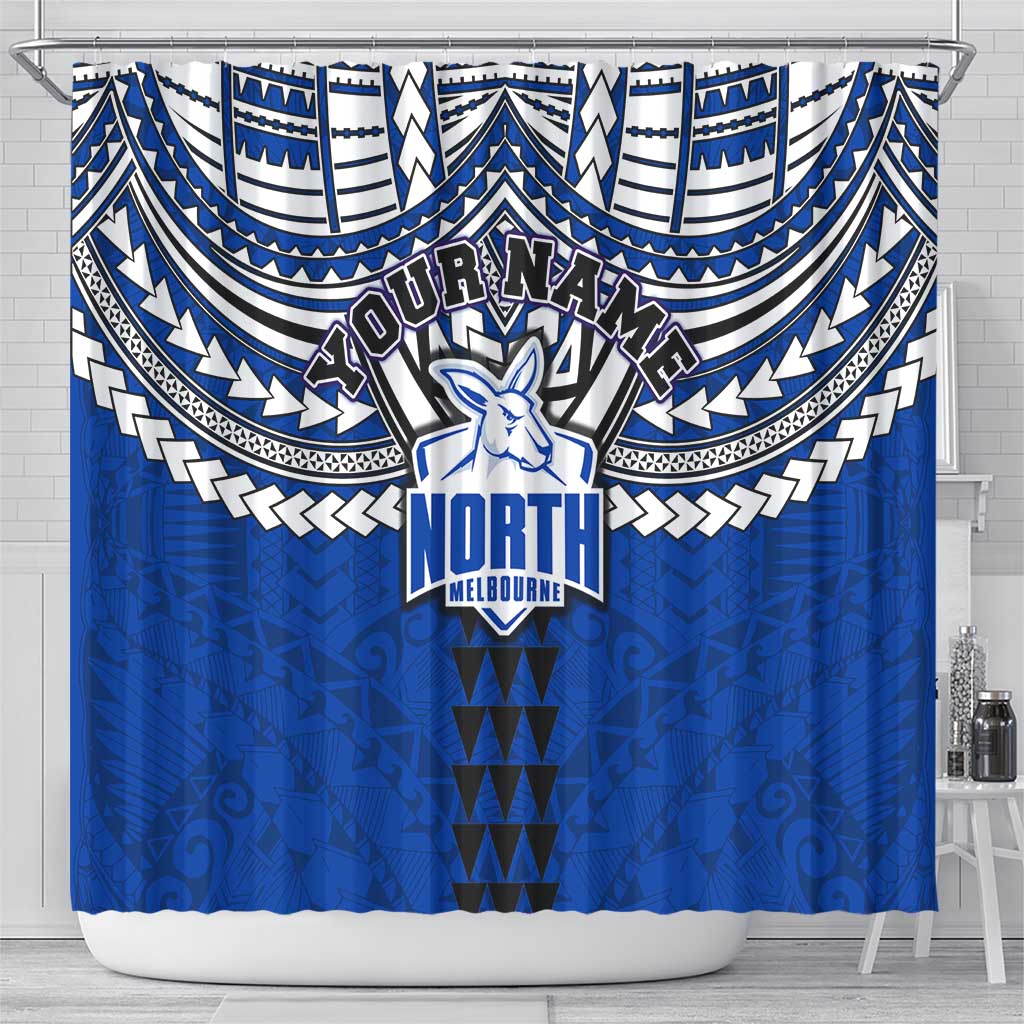 Personalized North Melbourne Kangaroos Shower Curtain Polynesian Tribal Pattern Heritage Football