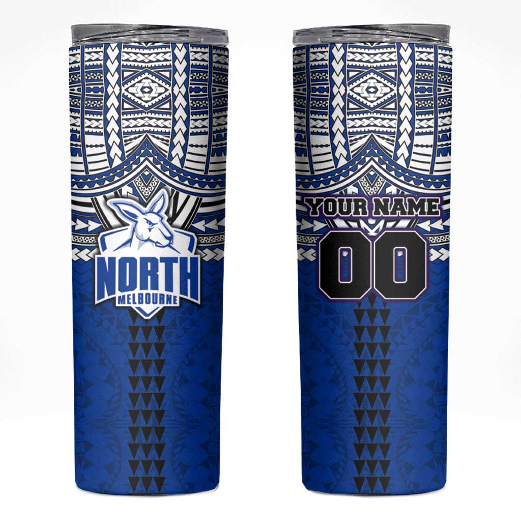 Personalized North Melbourne Kangaroos Skinny Tumbler Polynesian Tribal Pattern Heritage Football