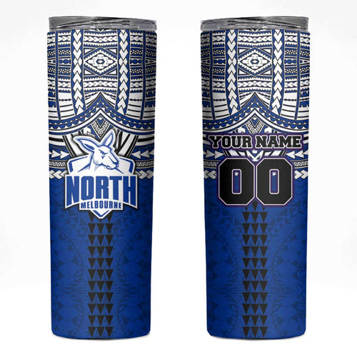 Personalized North Melbourne Kangaroos Skinny Tumbler Polynesian Tribal Pattern Heritage Football