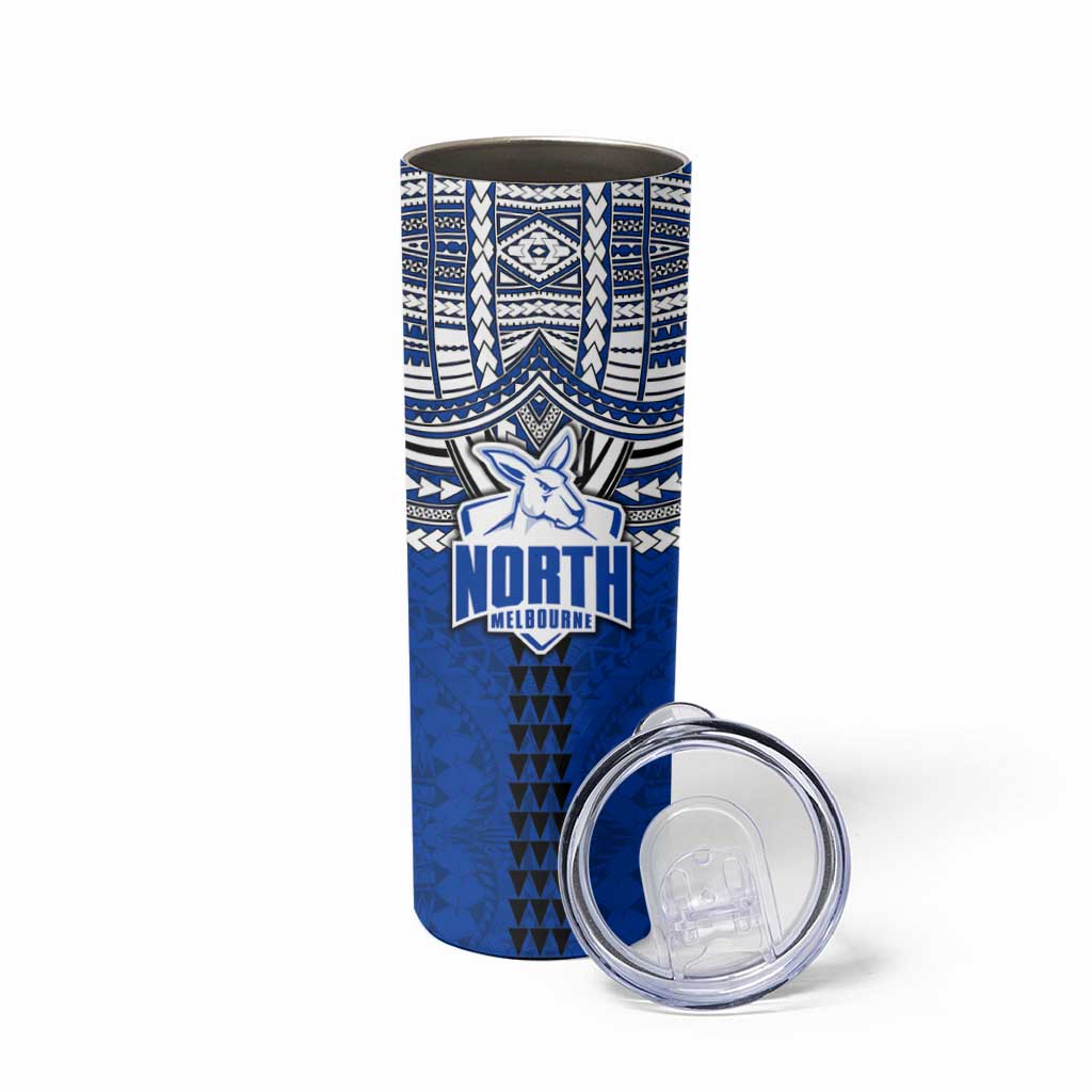 Personalized North Melbourne Kangaroos Skinny Tumbler Polynesian Tribal Pattern Heritage Football