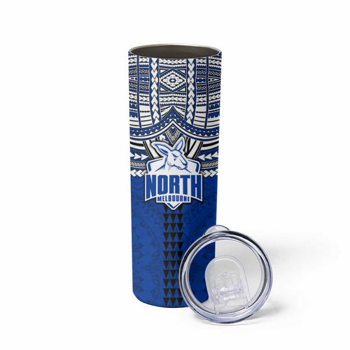 Personalized North Melbourne Kangaroos Skinny Tumbler Polynesian Tribal Pattern Heritage Football