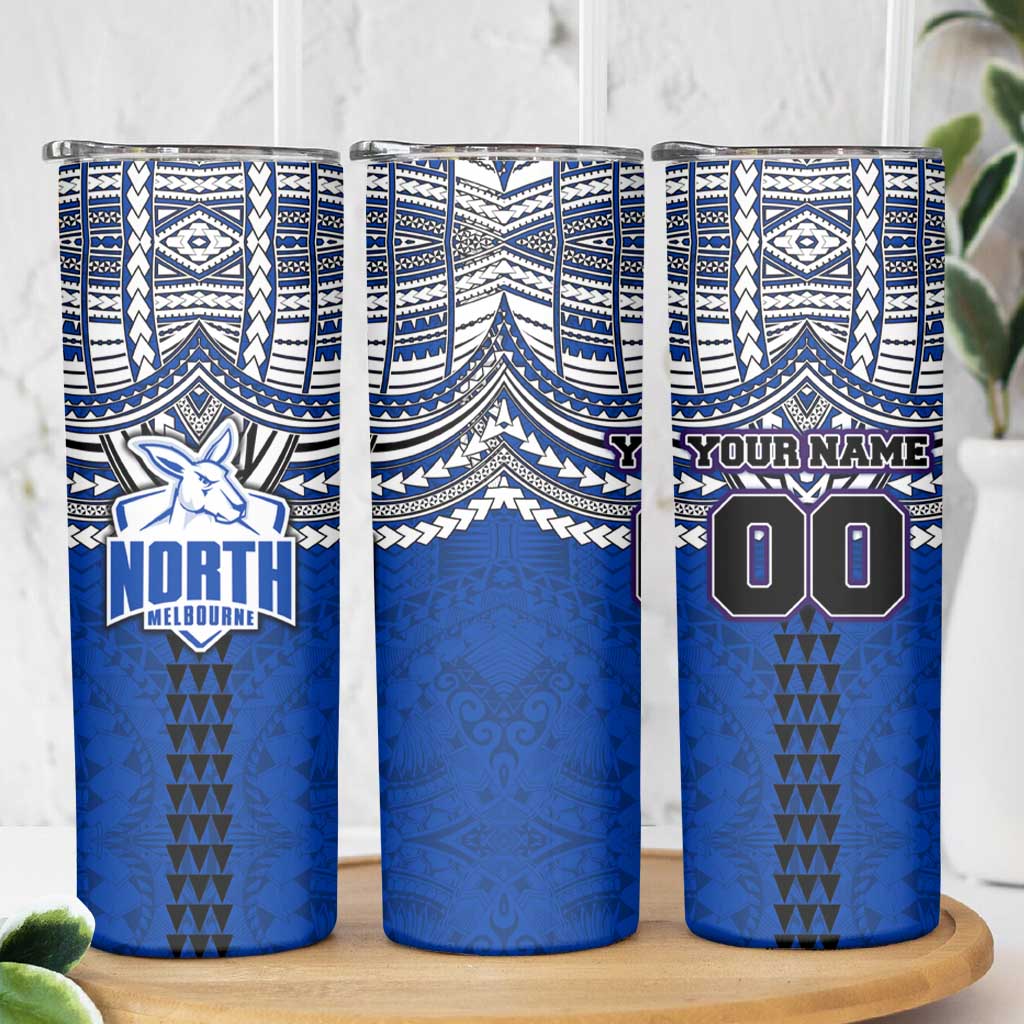Personalized North Melbourne Kangaroos Skinny Tumbler Polynesian Tribal Pattern Heritage Football
