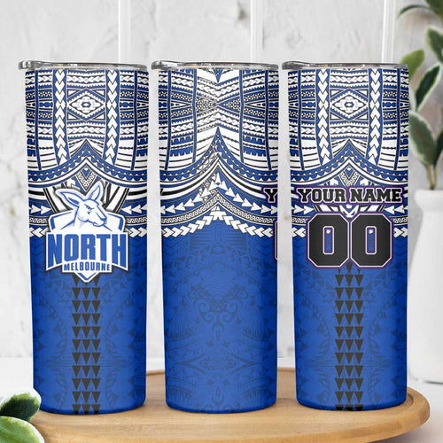 Personalized North Melbourne Kangaroos Skinny Tumbler Polynesian Tribal Pattern Heritage Football