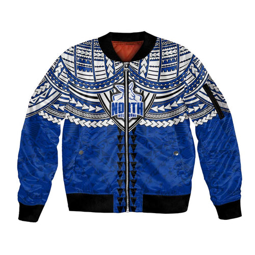 Personalized North Melbourne Kangaroos Sleeve Zip Bomber Jacket Polynesian Tribal Pattern Heritage Football