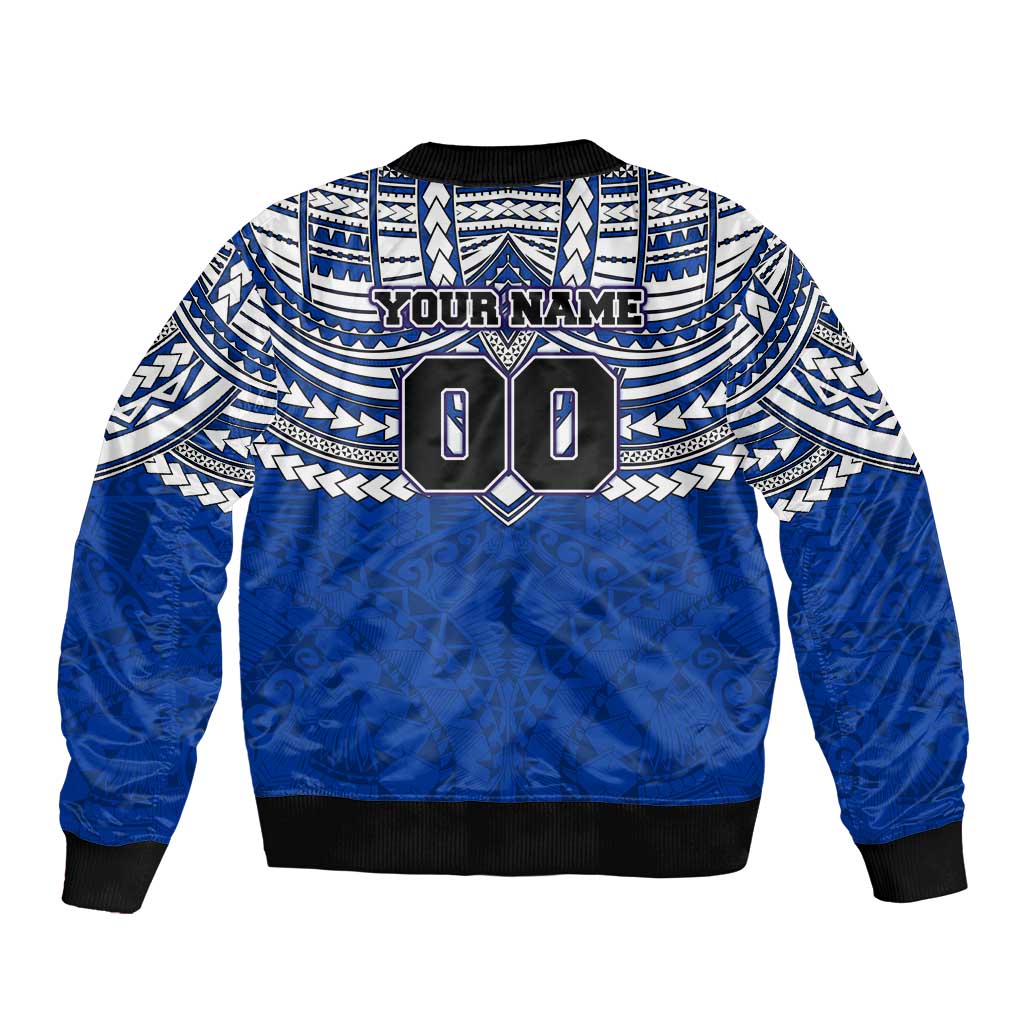 Personalized North Melbourne Kangaroos Sleeve Zip Bomber Jacket Polynesian Tribal Pattern Heritage Football