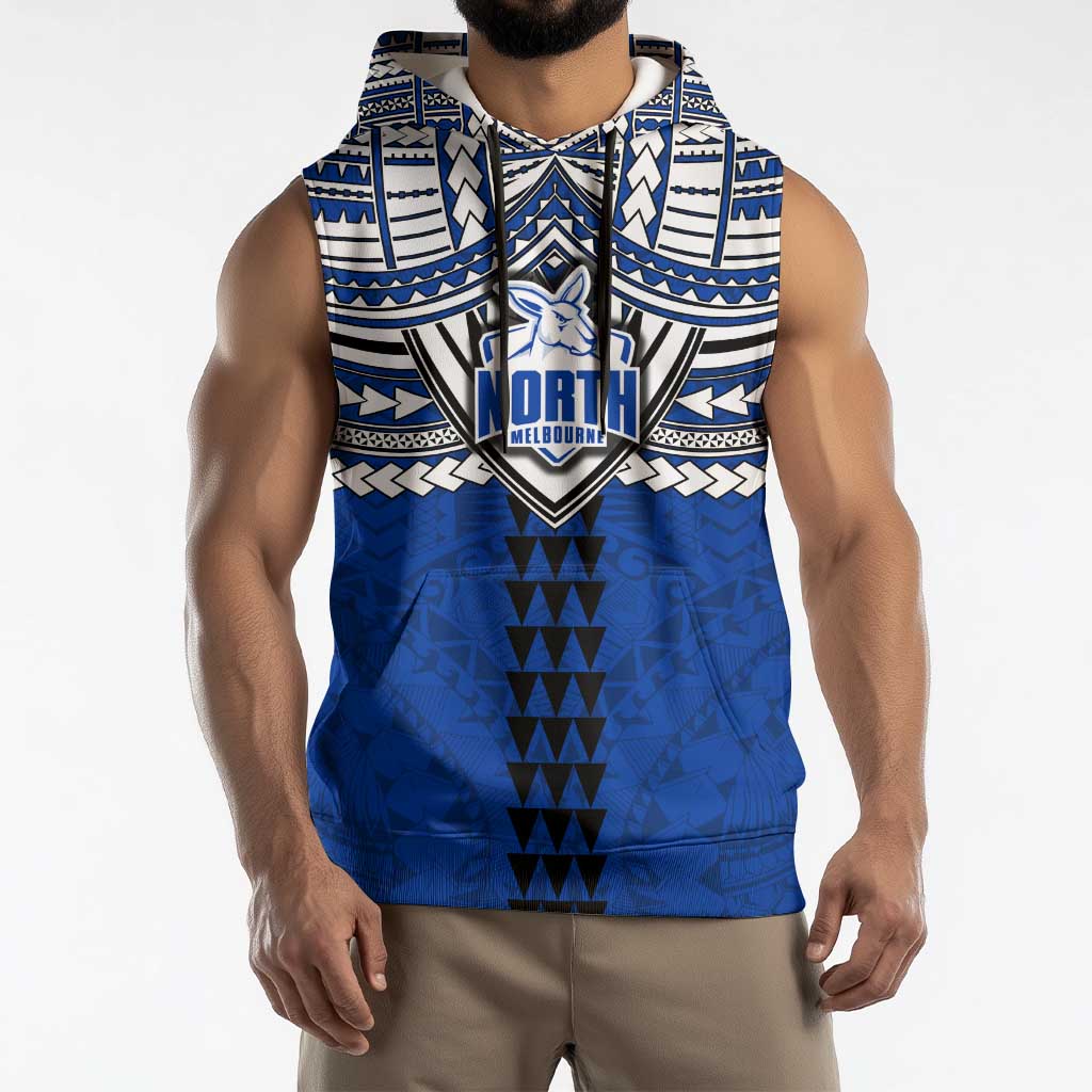 Personalized North Melbourne Kangaroos Sleeveless Hoodie Polynesian Tribal Pattern Heritage Football