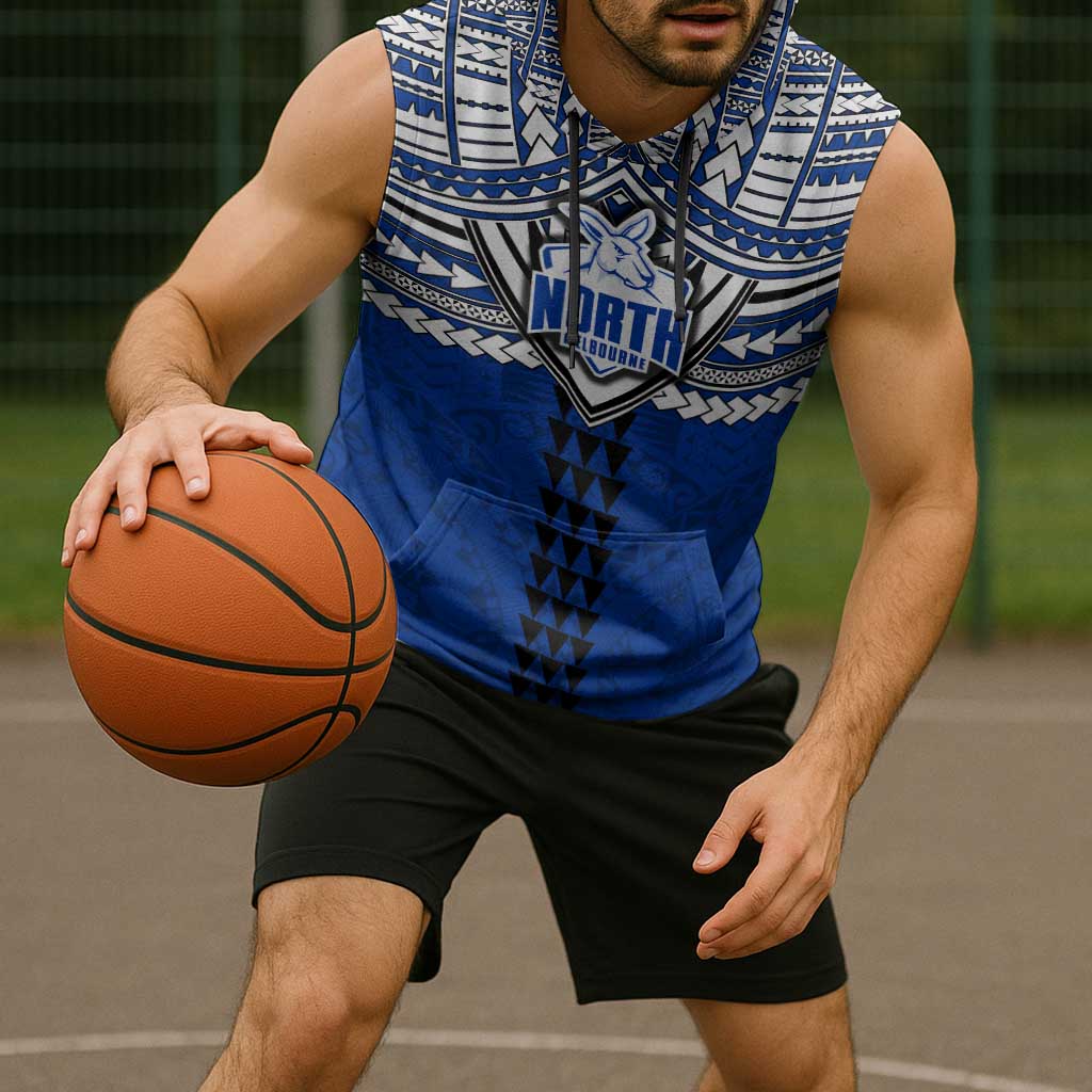 Personalized North Melbourne Kangaroos Sleeveless Hoodie Polynesian Tribal Pattern Heritage Football