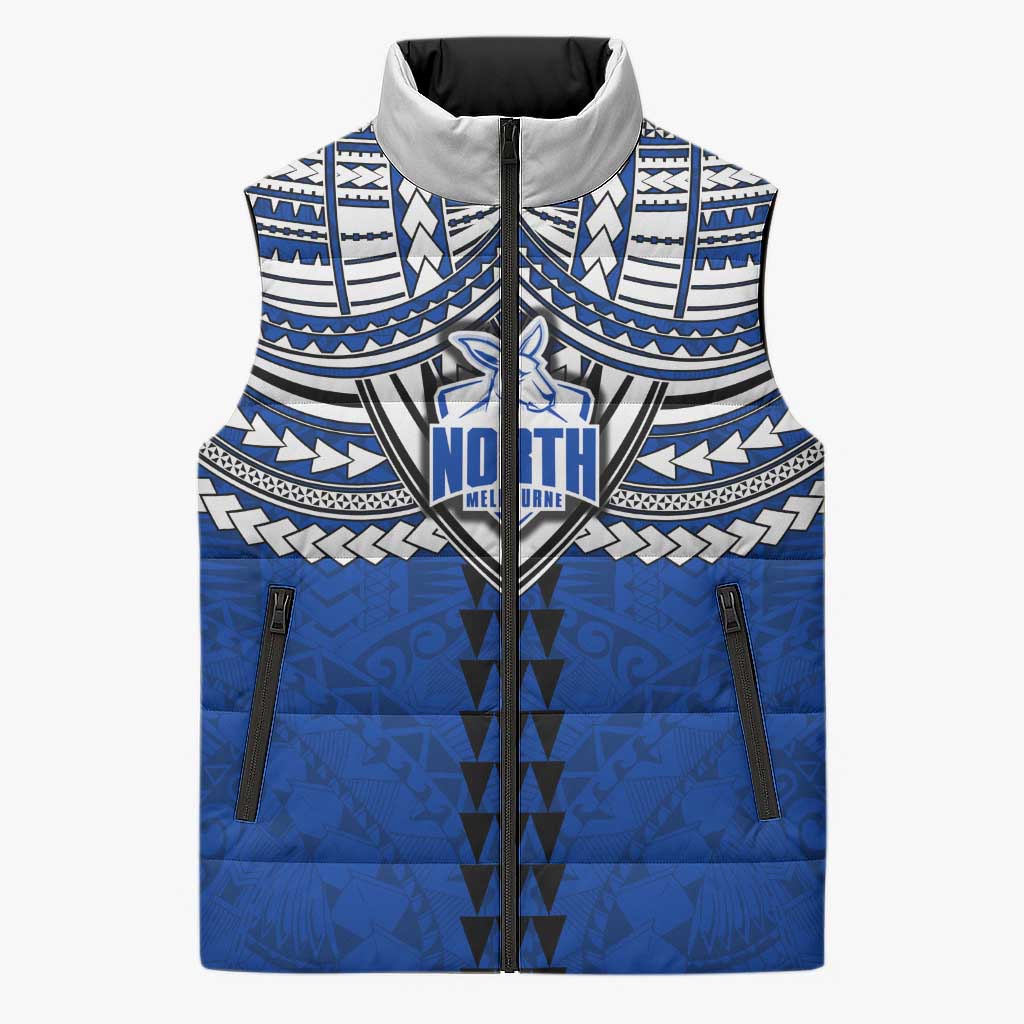 Personalized North Melbourne Kangaroos Sleeveless Puffer Jacket Polynesian Tribal Pattern Heritage Football