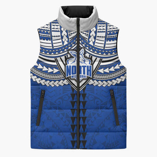 Personalized North Melbourne Kangaroos Sleeveless Puffer Jacket Polynesian Tribal Pattern Heritage Football