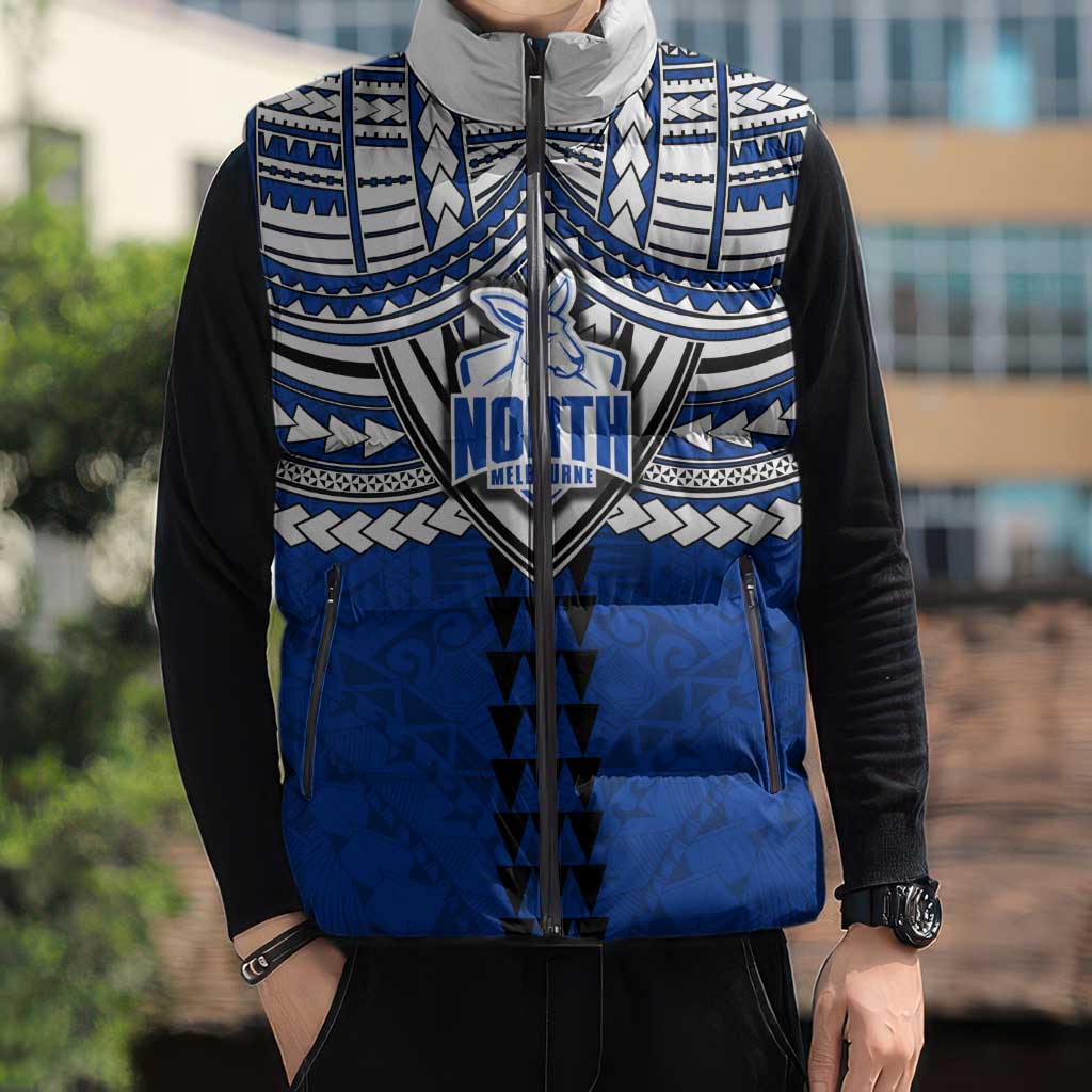 Personalized North Melbourne Kangaroos Sleeveless Puffer Jacket Polynesian Tribal Pattern Heritage Football