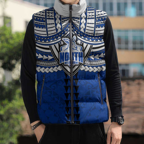 Personalized North Melbourne Kangaroos Sleeveless Puffer Jacket Polynesian Tribal Pattern Heritage Football