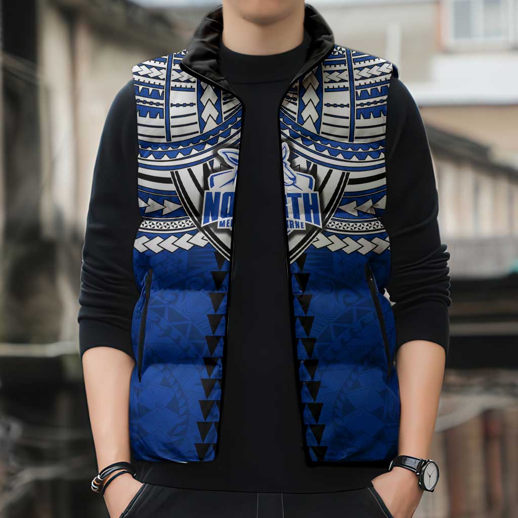 Personalized North Melbourne Kangaroos Sleeveless Puffer Jacket Polynesian Tribal Pattern Heritage Football