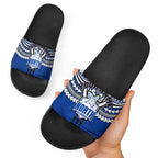 Personalized North Melbourne Kangaroos Slide Sandals Polynesian Tribal Pattern Heritage Football