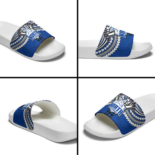 Personalized North Melbourne Kangaroos Slide Sandals Polynesian Tribal Pattern Heritage Football