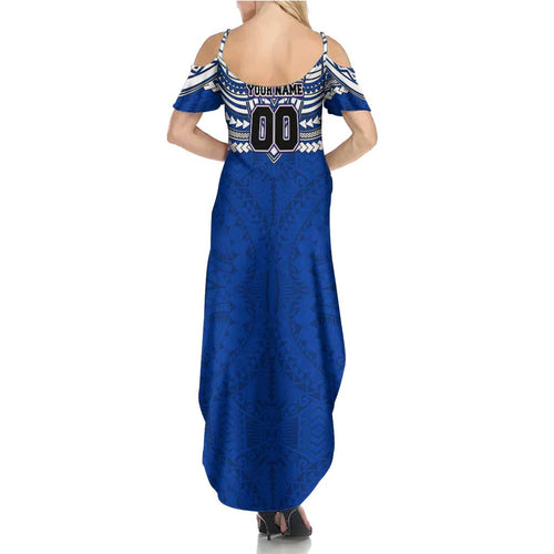 Personalized North Melbourne Kangaroos Summer Maxi Dress Polynesian Tribal Pattern Heritage Football