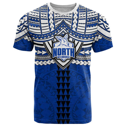 Personalized North Melbourne Kangaroos T Shirt Polynesian Tribal Pattern Heritage Football