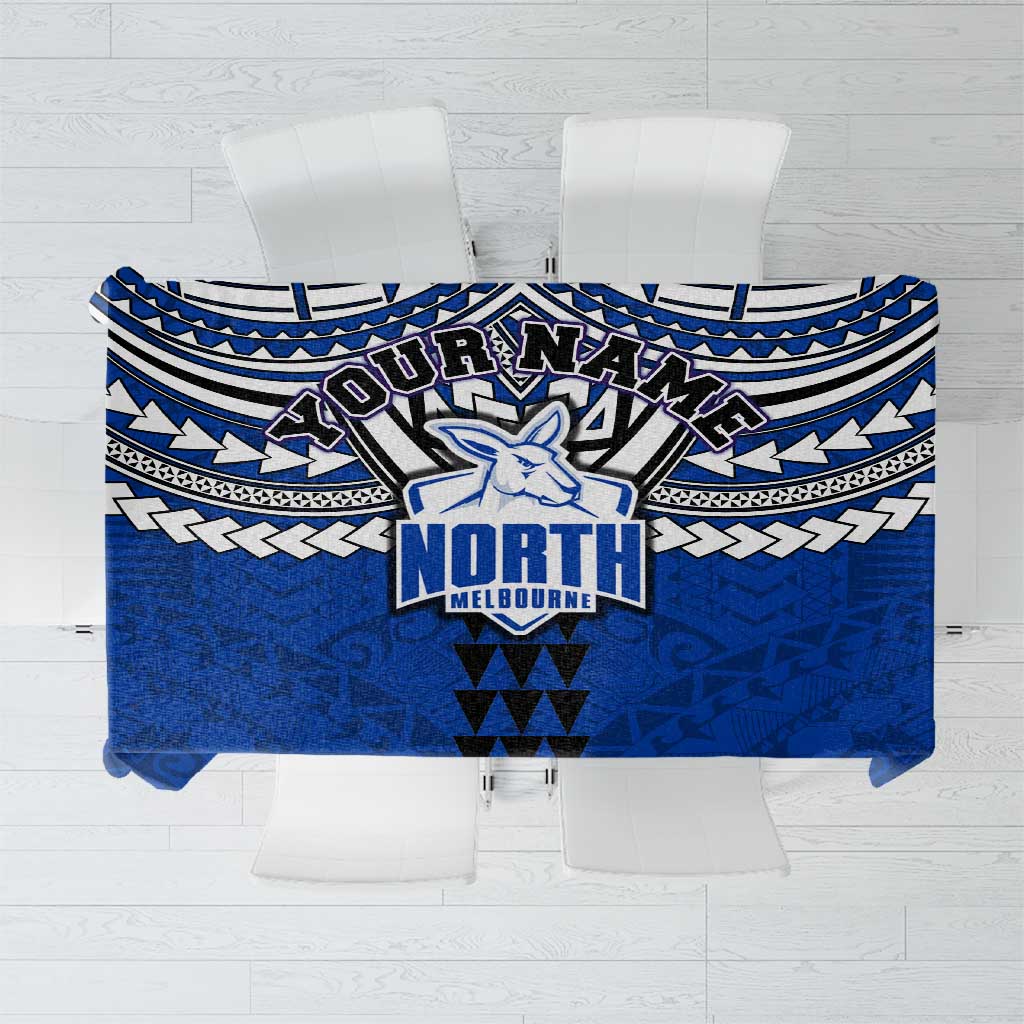 Personalized North Melbourne Kangaroos Tablecloth Polynesian Tribal Pattern Heritage Football